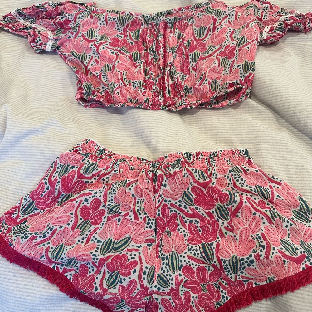 Floral Off-Shoulder Top and Shorts Set